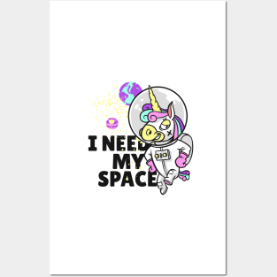 Unicorn Astronaut I Need My Space Art Posters and Art